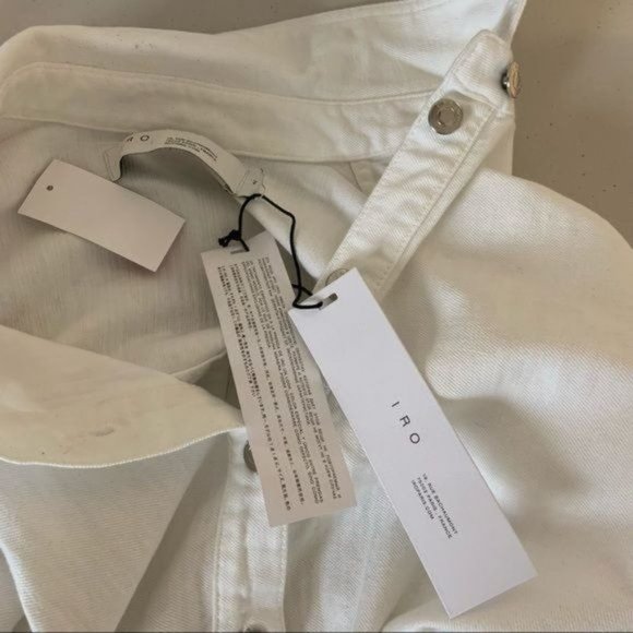 IRO RAFFA BALLOON SLEEVE DENIM COLLARED BLOUSON BUTTON MINI DRESS WHITE 42 NWT - Picture 8 of 12